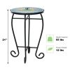 Indoor/Outdoor Blue Yellow Green Mosaic Round Side Accent Table Plant Stand