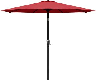 Simple Deluxe 9ft Outdoor Market Table Patio Umbrella with Button Tilt; Crank and 8 Sturdy Ribs for Garden; Red