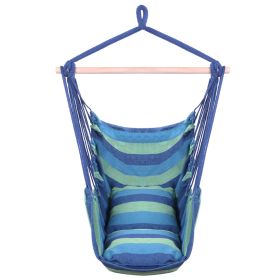 Free shipping Hammock Chair Distinctive Cotton Canvas Hanging Rope Chair with Pillows Blue YJ