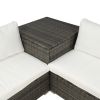 4 PCS Outdoor Cushioned PE Rattan Wicker Sectional Sofa Set Garden Patio Furniture Set