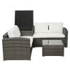 4 PCS Outdoor Cushioned PE Rattan Wicker Sectional Sofa Set Garden Patio Furniture Set