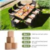 9 Pieces Ratten Dining Set with Acacia Wood Table and Stackable Cushioned Chairs for Backyard and Garden