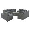 9-piece Outdoor Patio Large Wicker Sofa Set;  Rattan Sofa set for Garden;  Backyard; Porch and Poolside;  Gray wicker;  Gray Cushion