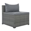 9-piece Outdoor Patio Large Wicker Sofa Set;  Rattan Sofa set for Garden;  Backyard; Porch and Poolside;  Gray wicker;  Gray Cushion