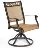 Swivel Rocker Chair, Cast Aluminum All-Weather Comfort Club Sling Arm Patio Dining Chair 2 Pcs/Set