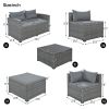 9-piece Outdoor Patio Large Wicker Sofa Set;  Rattan Sofa set for Garden;  Backyard; Porch and Poolside;  Gray wicker;  Gray Cushion