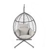 Egg Swing Chair with Stand; 300 LBS Capacity; With Comfortable Cushion; 37.4x37.4x76.77 (Grey)