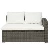 4 PCS Outdoor Cushioned PE Rattan Wicker Sectional Sofa Set Garden Patio Furniture Set (Beige Cushion)