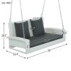 GO 2-Person Wicker Hanging Porch Swing with Chains; Cushion; Pillow; Rattan Swing Bench for Garden; Backyard; Pond. (White Wicker; Gray Cushion)