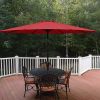 Simple Deluxe 9ft Outdoor Market Table Patio Umbrella with Button Tilt; Crank and 8 Sturdy Ribs for Garden; Red