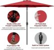 Simple Deluxe 9ft Outdoor Market Table Patio Umbrella with Button Tilt; Crank and 8 Sturdy Ribs for Garden; Red