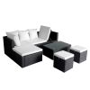 4 Piece Patio Lounge Set with Cushions Poly Rattan Black