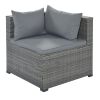 9-piece Outdoor Patio Large Wicker Sofa Set;  Rattan Sofa set for Garden;  Backyard; Porch and Poolside;  Gray wicker;  Gray Cushion