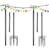 8/10 Feet 2 Pack  Outdoor String Light Poles with Top Arc Hook and 5-Prong Base