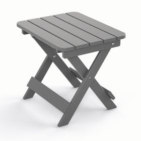 Outdoor Adirondack Foldable Side Table; Patio End Table for Poolside Garden;  Weather Resistant Coffee Table -Plastic High-Density PE (Color: Grey)