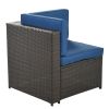 9 Piece Rattan Sectional Seating Group with Cushions and Ottoman, Patio Furniture Sets, Outdoor Wicker Sectional