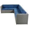 9 Piece Rattan Sectional Seating Group with Cushions and Ottoman, Patio Furniture Sets, Outdoor Wicker Sectional