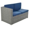 9 Piece Rattan Sectional Seating Group with Cushions and Ottoman, Patio Furniture Sets, Outdoor Wicker Sectional